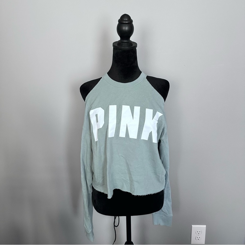 PINK Victorias Secret Seafoam Cold Shoulder Sweater